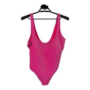 Good American Sparkle Metallic One-Piece Swimsuit pink size 8 (5XL)